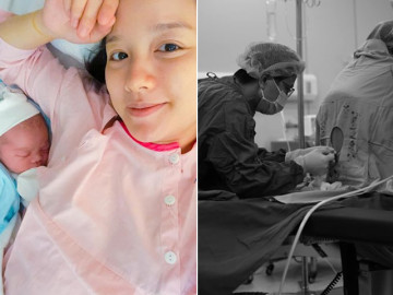 Lần đầu đẻ mổ, hotmom 4 con Minh Trang bê xê lết, nằm ôm con chảy nước mắt