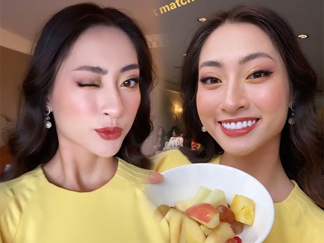 Miss World: Lương Thuỳ Linh makeup sương sương đi ăn với đôi mắt loang màu xuất sắc