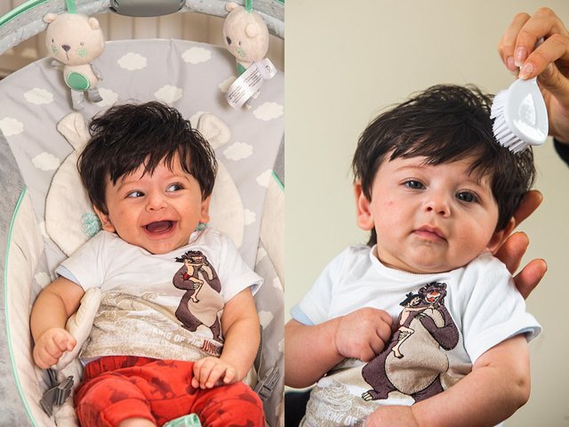 Bé trai 4 tháng sở hữu mái tóc dài như bờm sư tử vô cùng đáng yêu - 1