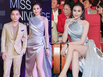 Sella Trương khoe dáng trên thảm đỏ Hoa hậu Hoàn vũ với váy xẻ đùi gợi cảm