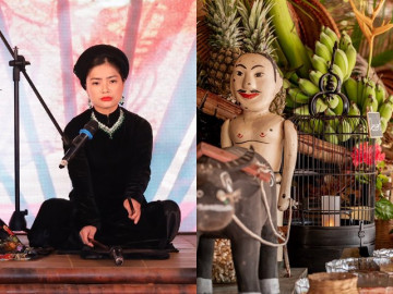 Thưởng thức múa rối nước trên sân khấu thực cảnh "Tinh hoa Bắc Bộ"