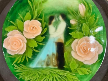 Chiếc bánh đẹp tựa như một bức tranh trong sinh nhật NSND Tự Long