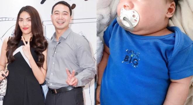 Lan Khuê ví con trai đầu lòng là heo, dân mạng phát hiện điểm giống nhau giữa 2 bố con - 2