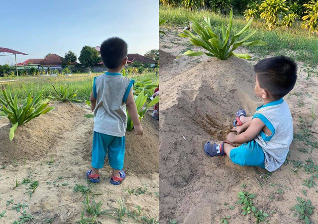 Đứng trước mộ bố mẹ, bé trai ngây thơ liên tục gọi: amp;#34;Mẹ ơiamp;#34; khiến nghìn dân mạng đau xót - 1