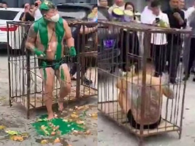 Chú rể bị lột đồ, nhốt trong lồng sắt rồi tạt sơn, thái độ của quan khách mới càng sốc