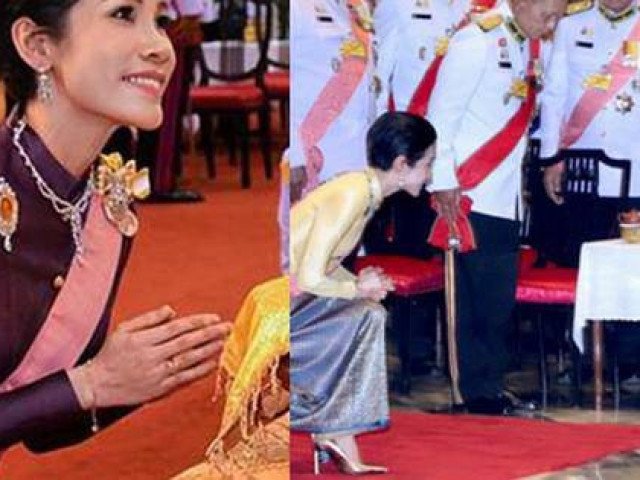 Hoàng quý phi vừa được phục chức quỳ gối trước Hoàng hậu Thái Lan, thái độ gây bất ngờ