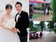 Giải trí - Đám cưới showbiz giữa miền Trung mùa lũ: Khách mời đội mưa, chèo thuyền đến ngắm cô dâu 