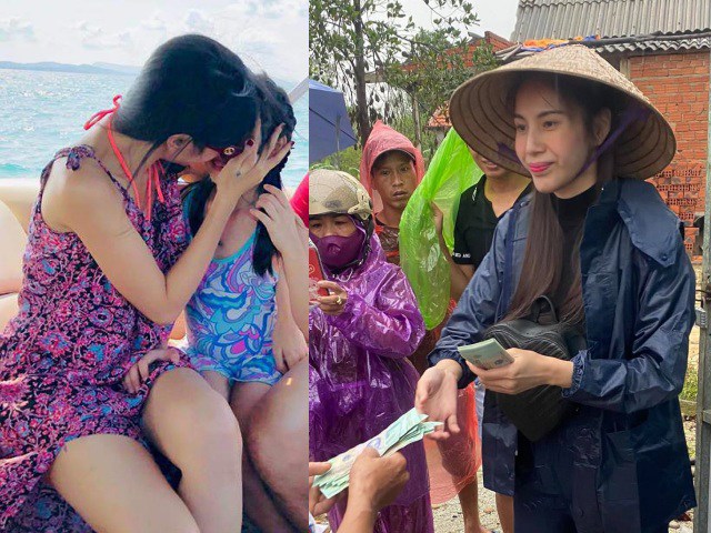 Con gái gào khóc đòi mẹ về khi thấy Thuỷ Tiên lăn xả giữa dòng nước lũ nguy hiểm