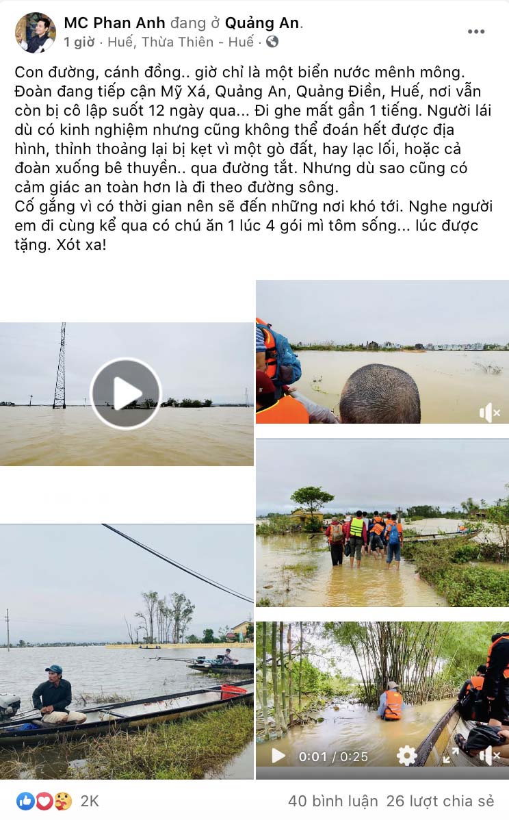 MC Phan Anh đi cứu trợ vẫn bị mỉa mai, phát ngôn về lũ của Tuấn Hưng bị amp;#34;ném đáamp;#34; - 3