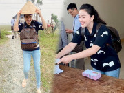 Thời trang - Đi từ thiện kiểu vợ đại gia, Bảo Thy đầu đội nón lá còn ba lô sương sương 60 triệu