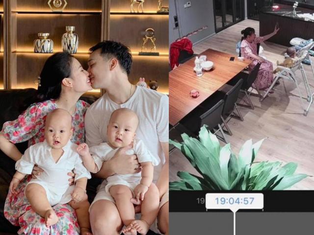 Vợ Thành Trung để cặp song sinh ở nhà cho giúp việc chăm, nhìn camera thì không nói nên lời