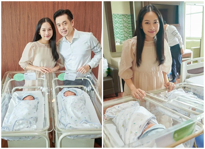 U40 làm bố với vợ kém 13 tuổi, Dương Khắc Linh chăm cặp song sinh, hôn vết rạn của vợ - 4
