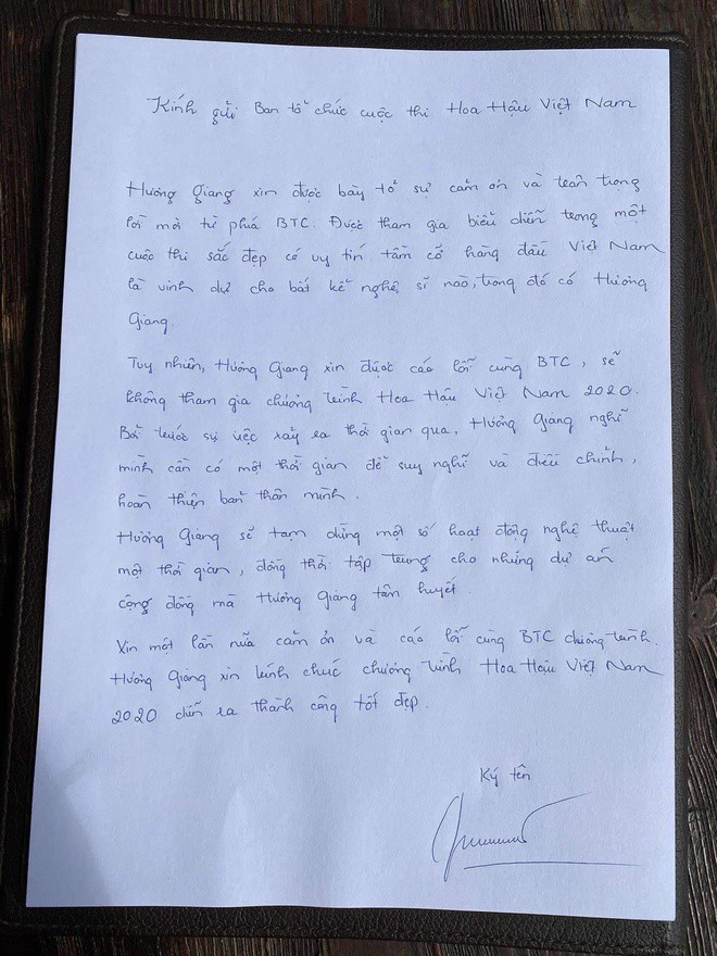 Hương Giang viết thư xin rút khỏi Hoa hậu Việt Nam 2020, tạm dừng một số hoạt động nghệ thuật - 2