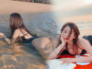 Làm đẹp - Nằm vọc cát trên bờ biển, hot girl chợt nổi đình đám nhờ vòng ba quả táo