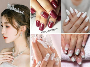 Những mẫu nail cô dâu sang trọng, không lo lỗi mốt cho nàng thêm lung linh trong ngày cưới