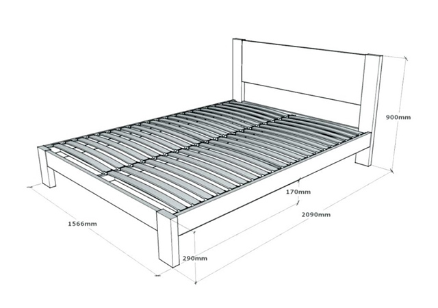 Bản vẽ phỏng kích thước giường ngủ theo thước lỗ ban