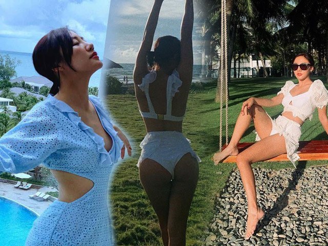 Mặc kín hẳn sau scandal clip nhạy cảm, Văn Mai Hương hiếm hoi diện bikini khoe body nuột