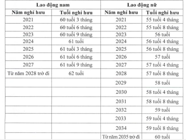 Từ ngày 1/1/2021, quy định về tuổi nghỉ hưu thay đổi như thế nào? - 1