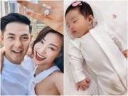 Làm mẹ - Đông Nhi khoe 100% mặt con, bé có miệng trái tim, Hà Hồ bận con cũng không quên chúc mừng