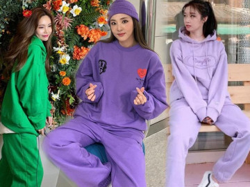 Chẳng cần phối đồ cầu kỳ, sao Hàn diện nguyên bộ đồ nỉ là đủ đẹp từ nhà ra phố