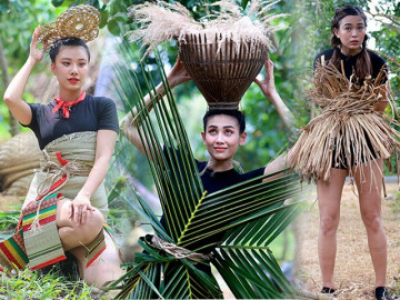 Lột hết quần áo đắt đỏ, dàn Hoa-Á hậu làm váy áo từ lá cây, hoa vườn đẹp đỉnh