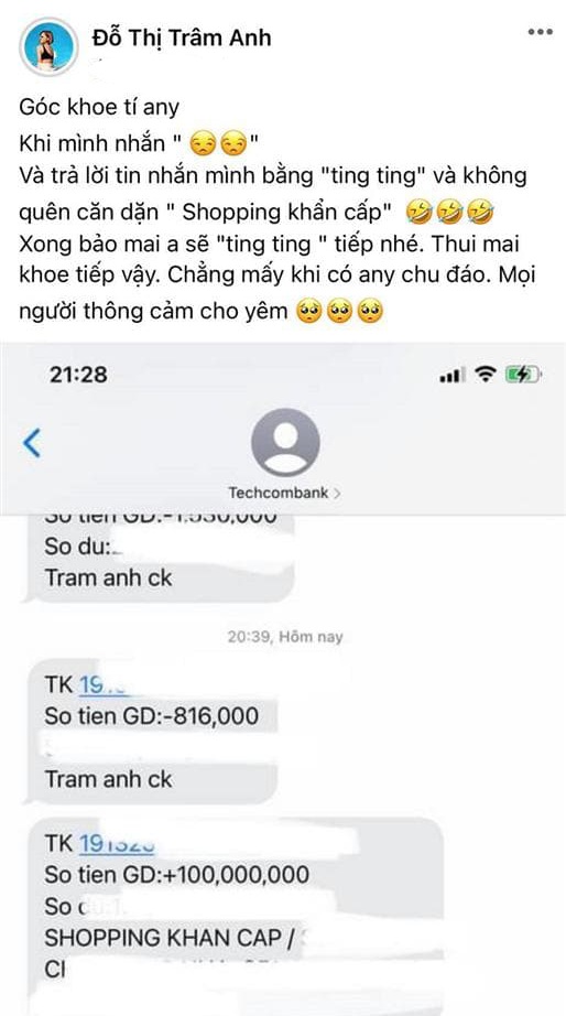 Than buồn bạn trai chuyển ngay 100 triệu, hotgirl Trâm Anh giờ tay xách nách mang túi hiệu không xuể - 3