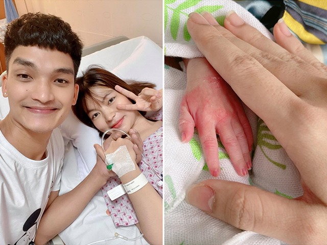 Vợ bầu 8 tháng đã đẻ, nhìn bàn tay con gái sinh non 1,9kg của Mạc Văn Khoa mà thương