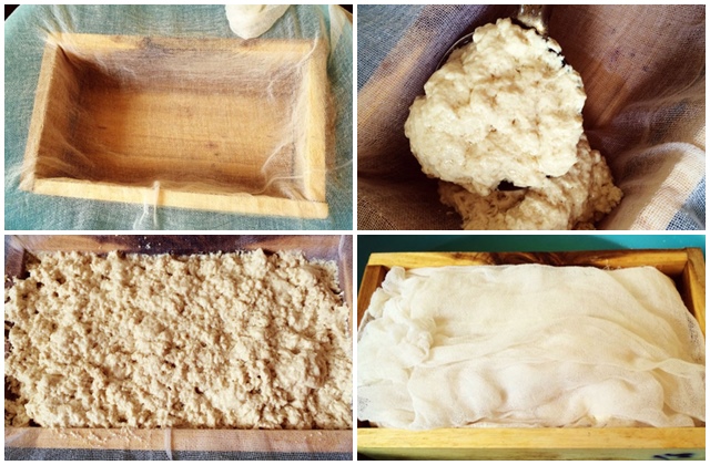 Cho đậu hũ vào khuôn