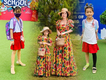 Con gái Ốc Thanh Vân đến trường diện đồng phục chất ngất: mang tất cọc cạch, đi giày cao gót