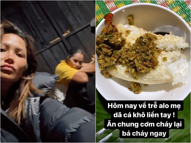 Về nhà giữa đêm, Hoa hậu nghèo nhất Việt Nam vẫn được mẹ giã cho món ăn thân thương