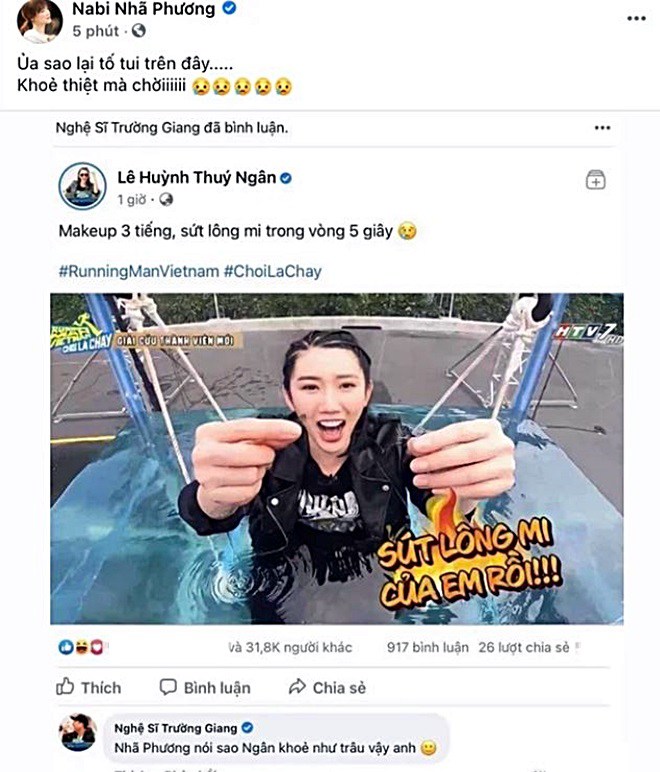 Nhã Phương ủng hộ cả chồng và bạn thân tham gia chương trình.
