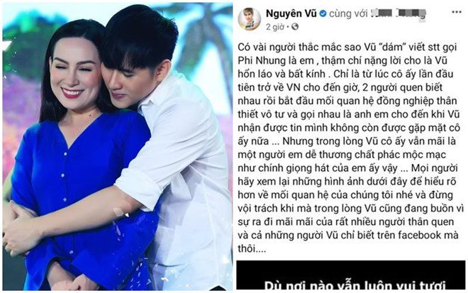 Nam ca sĩ phân trần rằng anh và Phi Nhung là những người bạn bè thân thiết và đã quen gọi nhau anh em từ những ngày đầu biết nhau.