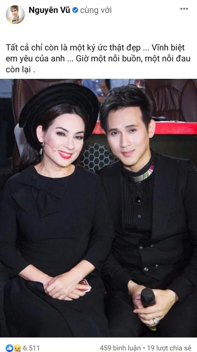 Nguyên Vũ gây tranh cãi khi dòng trạng thái chia buồn gọi Phi Nhung là em.