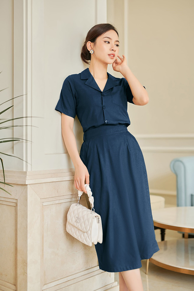 Đầm suông linen cổ đức 2 túi chéo, chất liệu linen mềm mát, thời trang  phong cách trẻ | Shopee Việt Nam