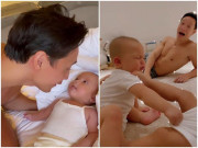 Làm mẹ - Chán chịu cảnh bị Leon bắt nạt, Lisa thẳng chân đạp em, Kim Lý giơ ngón tay khen: Giỏi lắm!