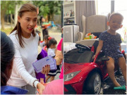 Làm mẹ - Đi từ thiện 2 tháng về, Thúy Diễm khoe nhà mới đang xây cho con vui chơi, tặng quà sang