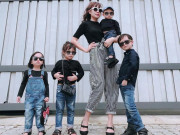 Thời trang - Khoe ảnh cũ diện đồ đơn sắc, Minh Hà và 4 con nhỏ sang đi như diễn thời trang