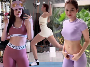 Ngọc Trinh mặc đồ tập mịn màng không gợn sóng, zoom lên mới thấy có điều sai trái