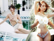 Làm đẹp - Cậy dáng đẹp, Ngọc Trinh lấy tay ôm khư khư thềm ngực, che không xuể cả điểm nhạy cảm