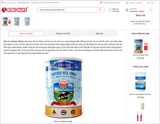 Người dùng có thể mua Vitatree Clostrum Milk Powder tại cửa hàng Bibo Mart và website Bibo Mart.