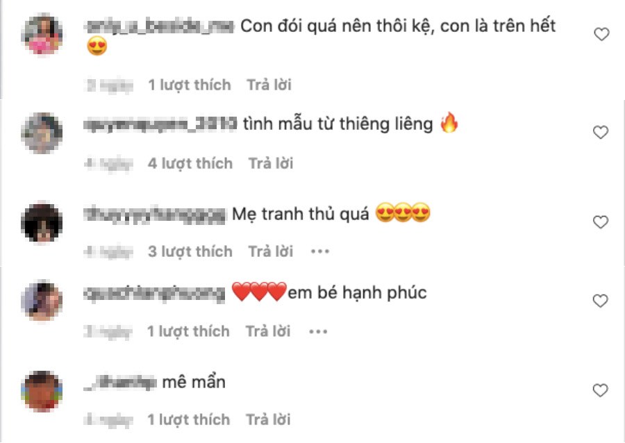 Bên dưới bài đăng, ai nấy đều vào chấm điểm cho giọng ca Ta là cho nhau 100 điểm. Đa số ngợi ca cho tình mẫu tử thiêng liêng của mẹ con nữ ca sĩ.