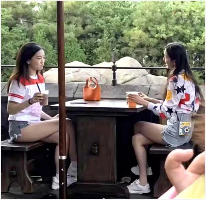 Lý Yên từng xài túi hàng hiệu đi công viên cùng bạn.