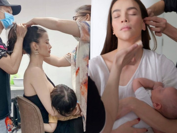 Bế con khi đi làm: Đông Nhi được khen, Hồ Ngọc Hà bị trừ điểm