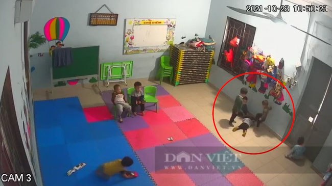 Hình ảnh cháu bé ở Bắc Giang bị đánh đập dã man. Ảnh cắt từ clip.