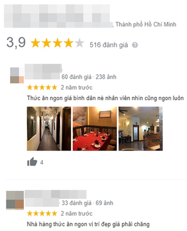 Rất may sau đó khoảng 132 đánh giá xấu này đã bị biến mất, giúp nhà hàng kéo lại điểm.