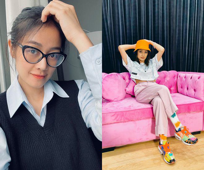 MC Phí Linh thì có lúc lại cá tính, thời thượng, trông rất khác biệt khi lên sóng.