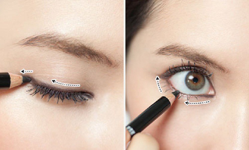 Muốn thay đổi đôi chút, bạn có thể sắm 1 chiếc chì đen để kẻ mắt. Khi kẻ, hãy dùng 1 tay kéo xệ bọng mắt dưới xuống 1 chút để kẻ tránh bị lem nhem. Tuy nhiên, các kẻ đen sát viền mi như này không nên áp dụng cho mắt bé vì nó sẽ lại càng làm mắt bạn bé lại.