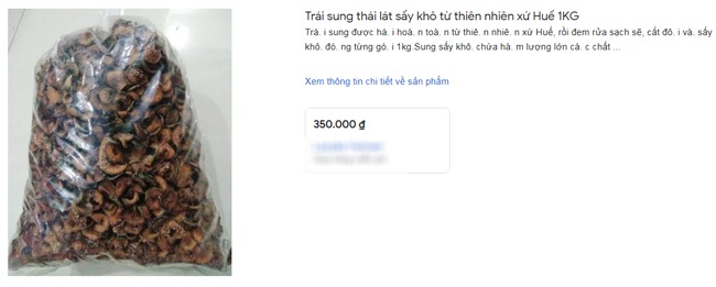 Sung thái lát bán trên sàn thương mại điện tử với giá lên tới 350.000 đồng/kg