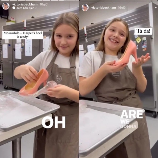Beckham khoe con gái út làm socola hình chiếc giày.