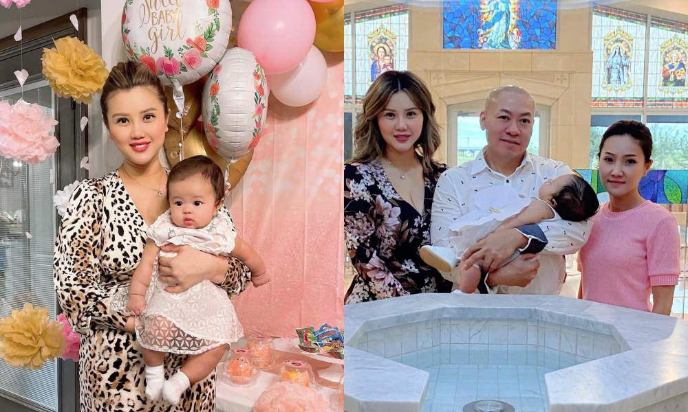 Gia đình chị gái Bảo Thy vừa tổ chức lễ rửa tội cho con gái ở Mỹ. 